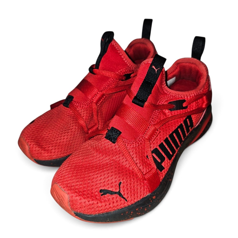Puma Softride Enzo Evo Kids Size 4C Red Black‎ Sneakers 367057-01 Good Slip On